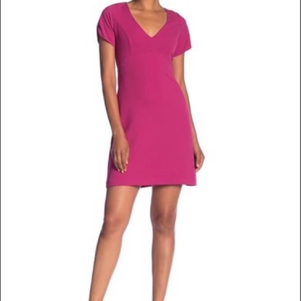 Betsey Johnson V-neck crepe dress pink
